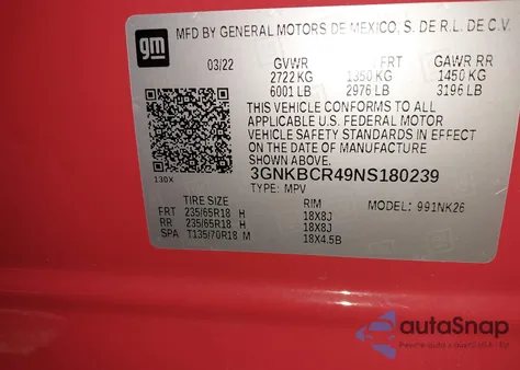 2022 Chevrolet Blazer Fwd 2Lt from USA, damaged, VIN 3GNKBCR49NS180239